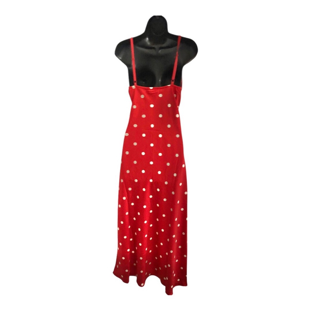 Jessica Simpson red white polka dot lace bra cowl neck maxi dress size medium - Picture 13 of 16